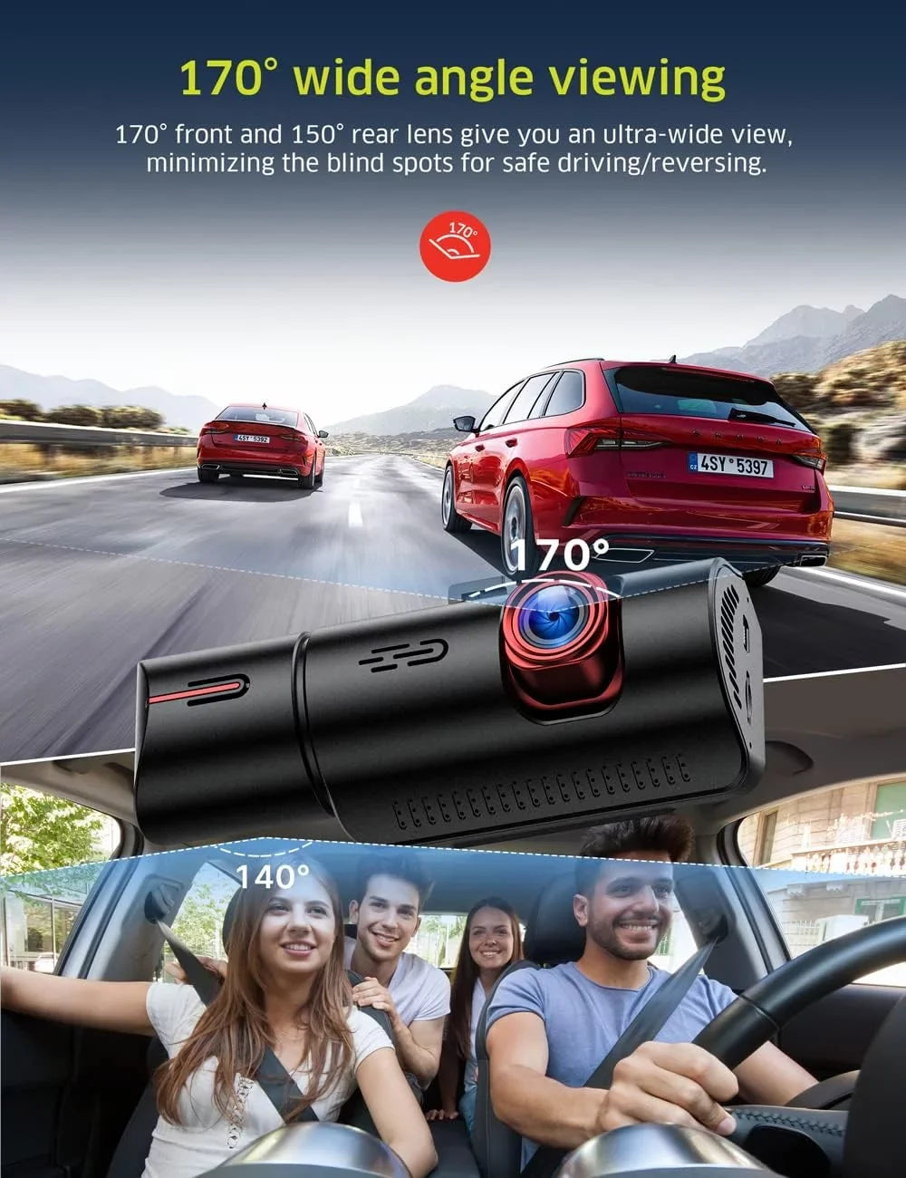 TOGUARD 4K Dual Dash Cam GPS WiFi Car Camera, 2160P+1080P Dashcam Front and Inside IR Night Vision, 3.16” IPS Monitor Night Vision, 170°Wide Angle, WDR, 24H Parking Mode