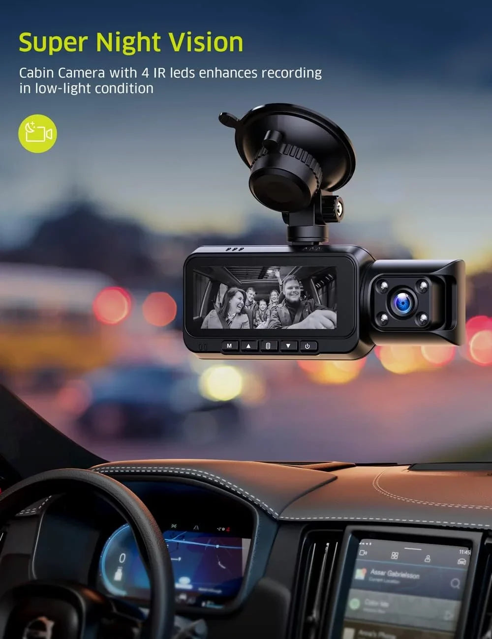 TOGUARD 4K Dual Dash Cam GPS WiFi Car Camera, 2160P+1080P Dashcam Front and Inside IR Night Vision, 3.16” IPS Monitor Night Vision, 170°Wide Angle, WDR, 24H Parking Mode