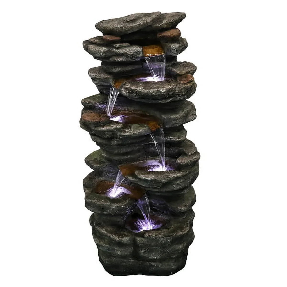 Fithood 40inches High Rocks Outdoor Cascading Fluid with LED Lights, Soothing Tranquility for Home Garden, Yard Decor