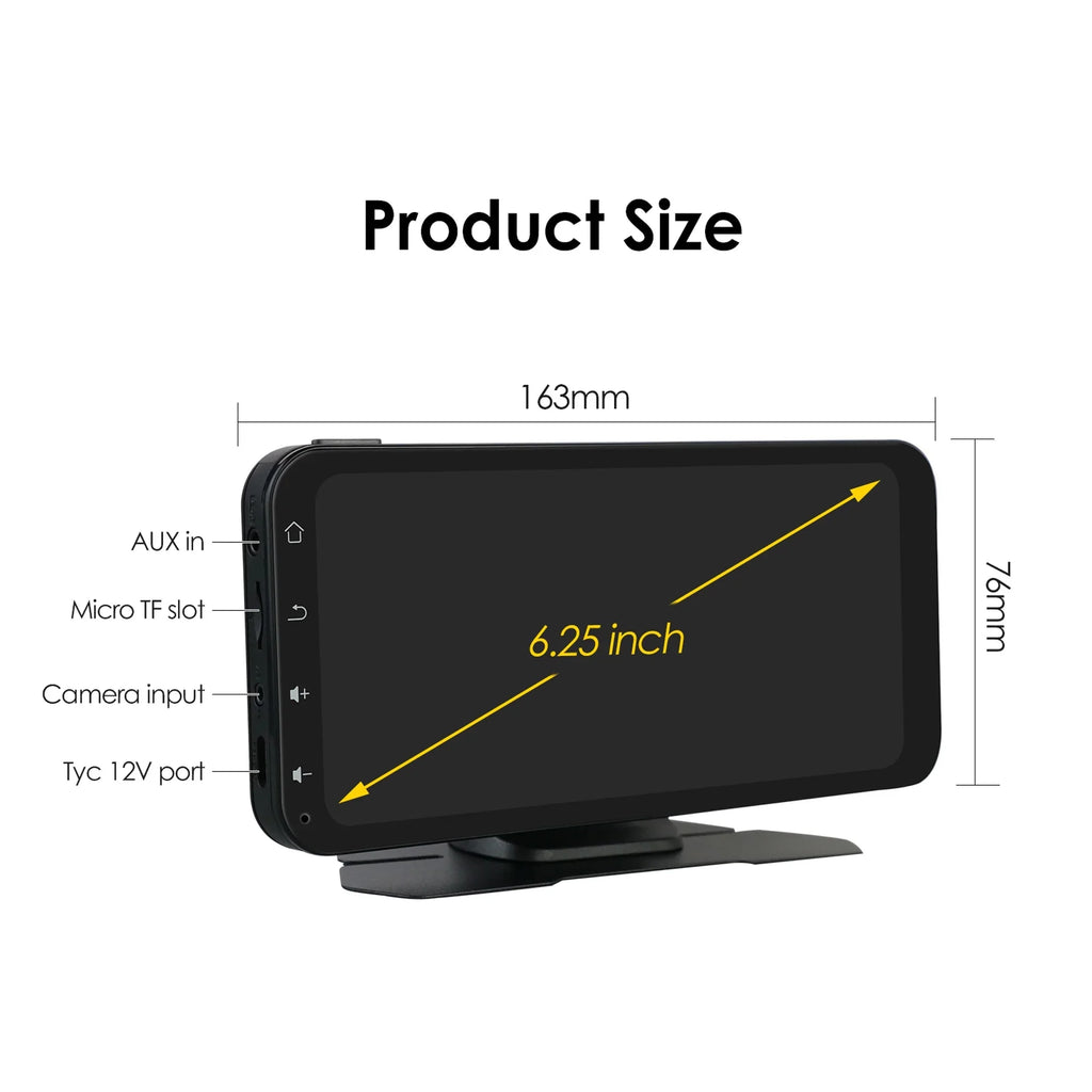 Hizpo GPS Navigation Bluetooth 6.25 Inch Monitor 360° Adjustable FM Car Radio Stereo Head Unit Receiver With Carplay Android Auto And Backup Camera