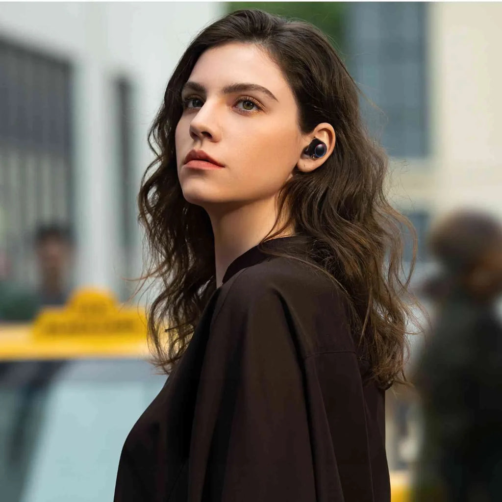 UrbanX True Wireless Bluetooth Earbuds + Charging Case, Black, Dual Connect, IPX5 Liquid Resistance, Bluetooth 5.2 Connection, Balanced, Bass Boost Compatible with Tab P11 Plus