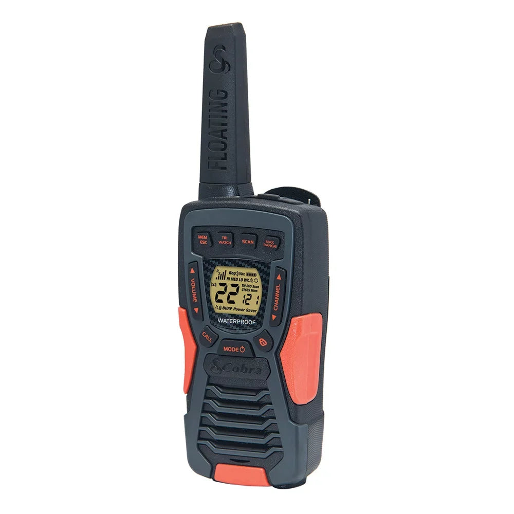 Cobra ACXT1035R FLT CAMO Fluid Walkie Talkies for Adults - Rechargeable, Floats, 22 Channels, Long Range 37-Mile Two-Way Radio Set (2-Pack)